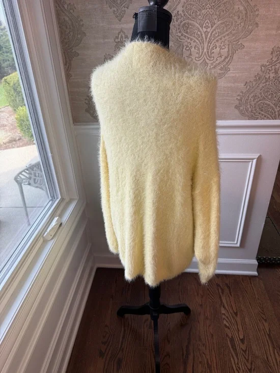 Urban Outfitters Nabila Yellow Fuzzy Oversized Longline Cardigan Size Medium - Picture 9 of 10